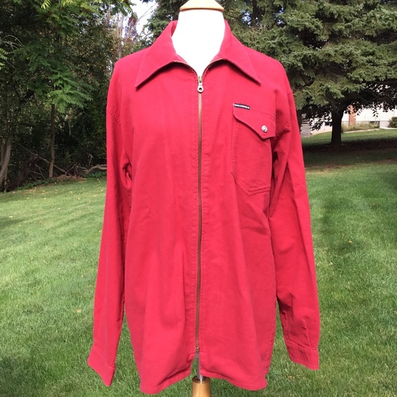 Dolce & Gabbana Red Flannel Zip Up Shirt Jacket